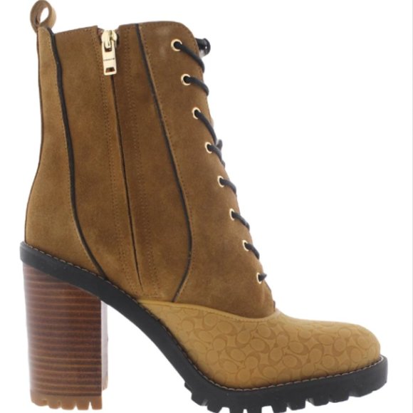 NWT Coach Haven Winter B Two Tone Block Heels Lug Coach Snow Boot - Picture 5 of 8